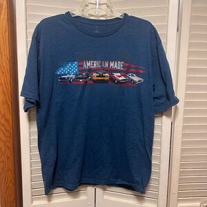 Delta Blue Short Sleeve Tee with Patriotic Design